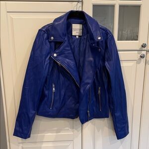 bagatelle Electric Blue Leather Moto Jacket
